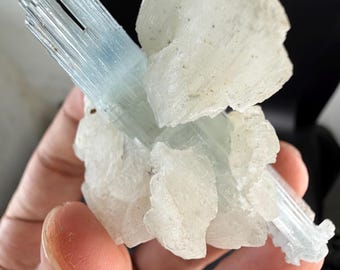 63.8 Gram, Collector Grade Natural Blue Aquamarine Crystal Combine With Feldspar