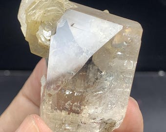 79 Gram, Natural Gemmi Clear Topaz Crystal Combine with Feldspar Flower On Top
