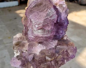 4 kg Purple Fluorite Crystal, Full Terminated, Natural Phantom (22x15x12 cm)