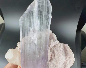 330 Gram, Collector Grade Terminated Natural High Luster Pink Kunzite Crystal Combine With Matrix.