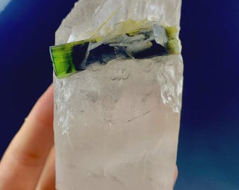 Green Cap Tourmaline in Quartz, Natural Bicolor Specimen (386g)