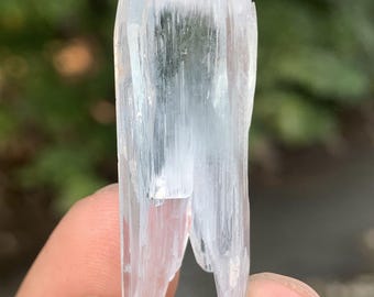 Natural Blue Aquamarine Crystal, Double Terminated Tooth Shape, 9.1 Gram