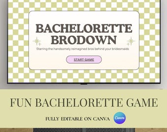 Geschlechtstausch Bachelorette Spiel: Bearbeitbares Brautparty Spiel | Braut Spiel Vorlage | Retro Grün Junggesellinnenabschied Spiel | Bearbeitbar in Canva