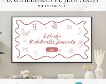 Bachelorette Jeopardy Game Template | Red and Pink Bridal Party Jeopardy PowerPoint Game Template | Bachelorette Party Canva Template