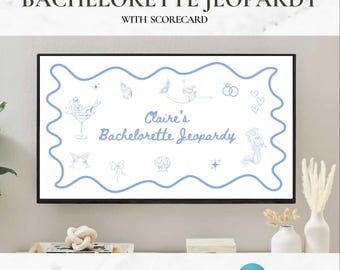 Bachelorette Jeopardy Game Template | Something Blue Bridal Party Jeopardy PowerPoint Game Template | Bachelorette Party Canva Template