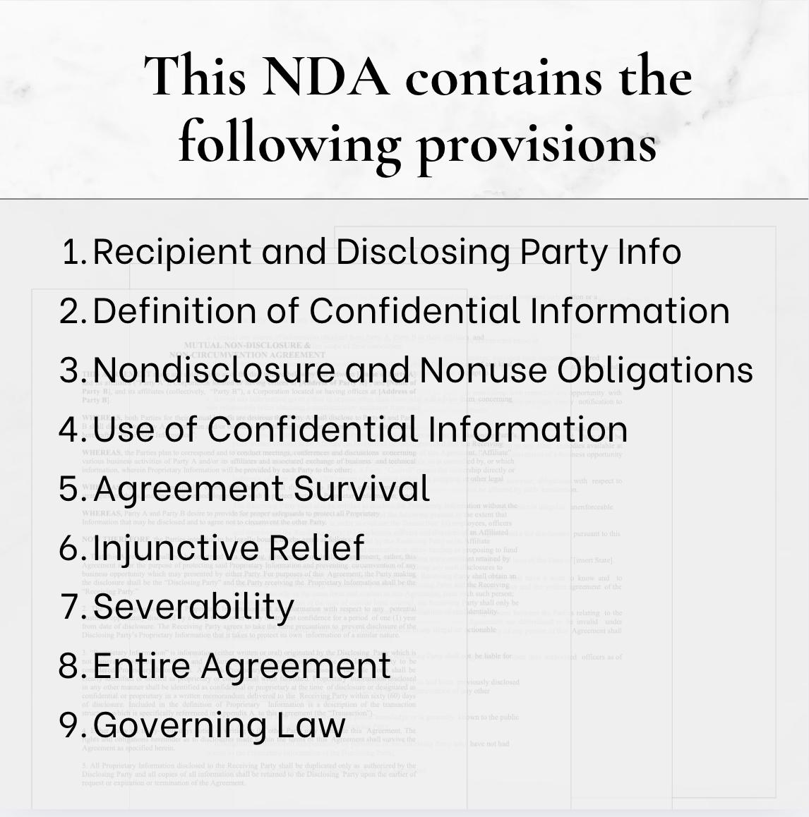 Editable Non-disclosure Agreement Template, NDA Agreement Contract ...