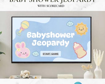 Baby Shower Jeopardy Game Template | Cute Baby Animal Bachelorette Party Game | Shower Jeopardy PowerPoint Game Template | Editable in Canva