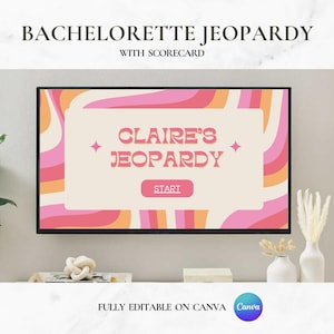 Bachelorette Jeopardy Game Template | Bridal Jeopardy PowerPoint Game Template | Disco Groovy Bachelorette Party Game | Editable in Canva