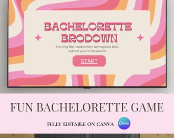 Gender-Swap Bachelorette Game: Editable Bridal Party Game | Bridal Game Template | Disco Groovy Bachelorette Party Game | Editable in Canva