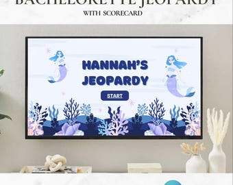 Bachelorette Jeopardy Game Template | Mermaid Bridal Jeopardy PowerPoint Game Template | Mermaid Bachelorette Party Game | Editable in Canva