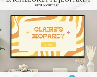 Plantilla de juego Jeopardy para despedidas de soltera / Plantilla de juego Jeopardy para despedidas de soltera en PowerPoint / Juego Disco Groovy para despedidas de soltera / Editable en Canva