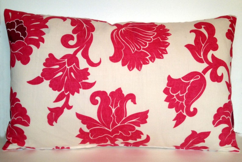 26 x 16 Osborne /& Little Rectangle Throw Pillow Cover Floral Damask Pink Salmon Ivory Decorative Accent Beach French Country Cottage