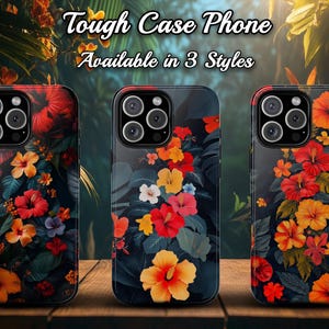 Floral Tropical Night Phone Case Tough Case Available in 3 Styles ,Cute Gift ,iphone 16 pro ,15 ,14 ,Samaung S24 ,S23 ,S22 ,Pixel Case 8, 7