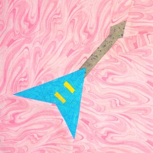 80s Electric Guitar Foundation Paper Piecing Pattern (PDF Download)