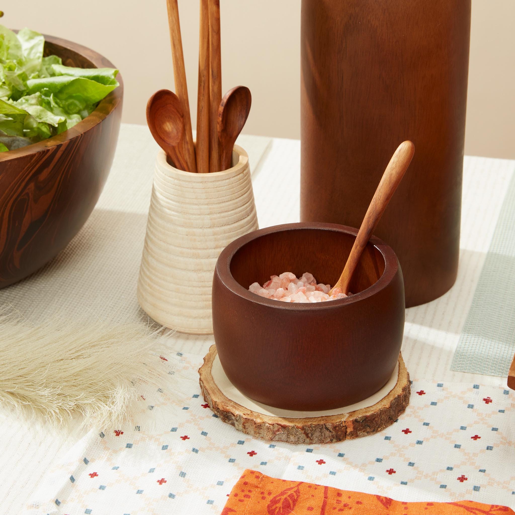 Teak Wood Heat-Resistant Slotted Spoon Set