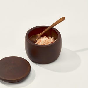 Handmade Mango Wood Salt Keeper with Lid: Rustic Kitchen Decor