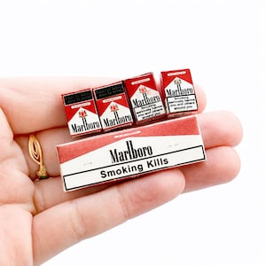 Miniature Dollhouse Cigarettes, 1:6 scale Tiny Fake Cigarette Boxes, Tobacco Pack Props