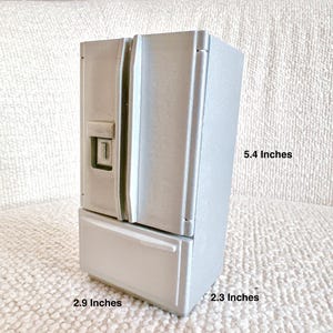 1:12 Scale Dollhouse Miniature Refrigerator Double Door with Bottom Freezer – Realistic Tiny Kitchen Appliance