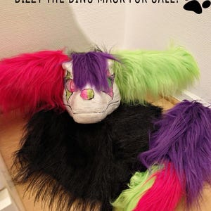 Dizzy the Dino mask mini partial fursuit cosplay fursona furry suit cheap high quality cute for cosplaying costume, Halloween and events