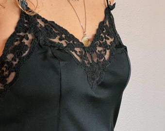 La Perla Black Silk Lace Slip Top - Made in Italy - Size 34/M
