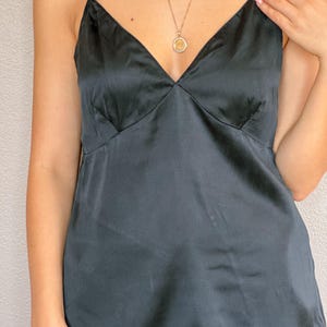 Vintage Millenotti Silk Camisole Top – 95 Silk 5 Elastane, Black Slip Tank, Italian Luxury Lingerie, Size IT 46 / UK 14