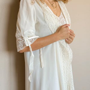 Vintage Christian Dior Nightgown and Robe Set – White Lace Long Nightdress & Peignoir – Made in Italy by Lilion Snia