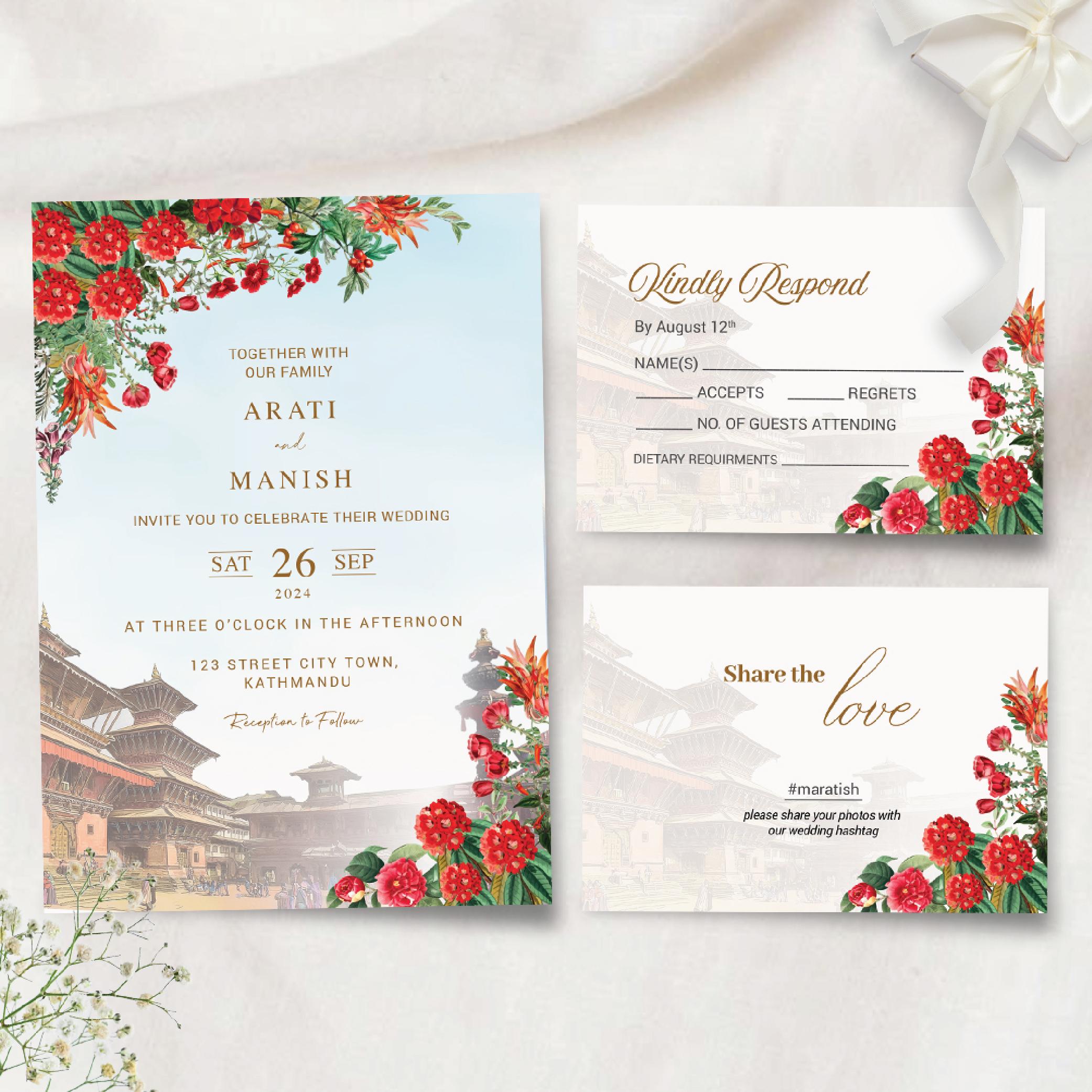 Nepali Custom Wedding Card Digital Template,  Nepali Wedding card