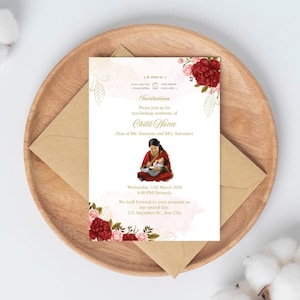 Nepalese Pasni-uitnodigingskaart | Uitnodiging Nepalese rijstvoeding | Annaprasan-ceremonie-uitnodiging | Uitnodigingskaart spenen baby |
