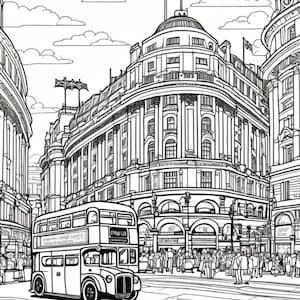 20 London Ausmalbilder | Druckbare Kunst UK Stadtbild | London Wahrzeichen zum Ausmalen | Lustige Aktivität für Kinder und Erwachsene