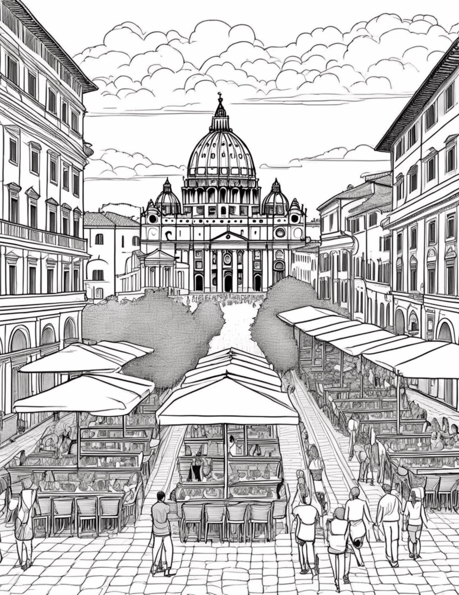 Coloring Sheet Rome Scene 20 Rome Coloring Pages | Italian Landmarks Coloring Book | Printable ...
