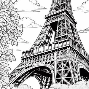 Paris Coloring Book, 25 Beautiful Pages of Iconic Paris Landmarks and City Scenes, Perfect Gift for Paris Lovers, Travel Art Therapy