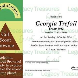 Custom Girl Scout Bridging Certificate - Editable Canva Template