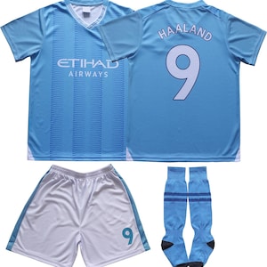 Haaland #9 voetbaltenue voor kinderen – volledige set met jersey, shorts en sokken