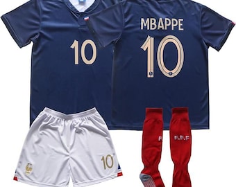 Mbappé #10 France Kids Football Kit – Full Set with Jersey, Shorts & Socks | Footballer-Inspired Outfit for Kids!