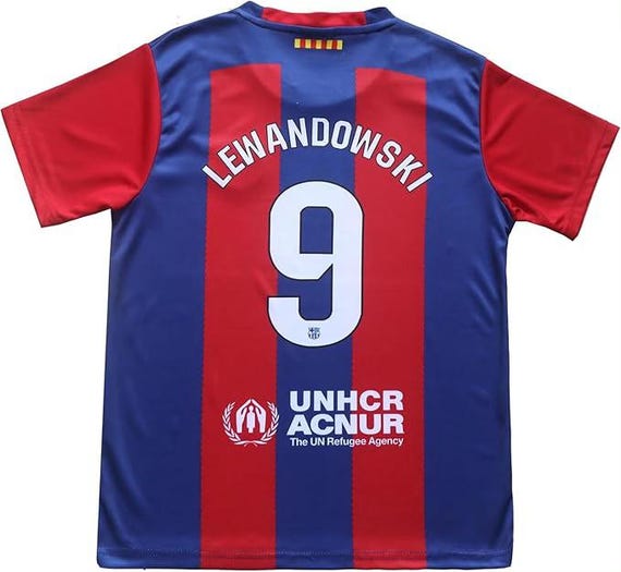 Lewandowski #9 Barcelona Kids Football Kit – Full Set With Jersey