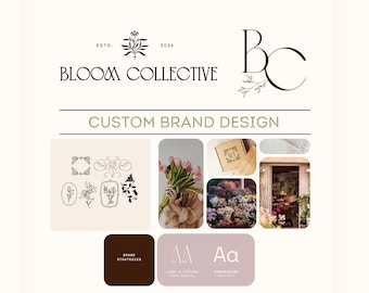 Identidad de marca completa personalizada, kit de marca, floristería, diseño de logotipos, pequeña empresa