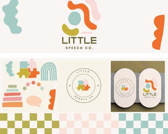 Speech Education Kids Premade Branding Kit • Color Palette, Instagram • Custom Hand Drawn Logo Kit •Custom Branding Illustration • Boho