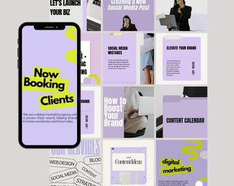 Instagram Templates Social Media Marketing Agency Templates Service Provider Canva Templates Instagram Posts, Feminine, Personal Brand