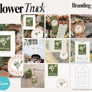 Flower Truck Branding Kit Logo Starter Bundle | Mobile Flower Bar Brand Kit | Ultimate Branding Toolkit for Florists