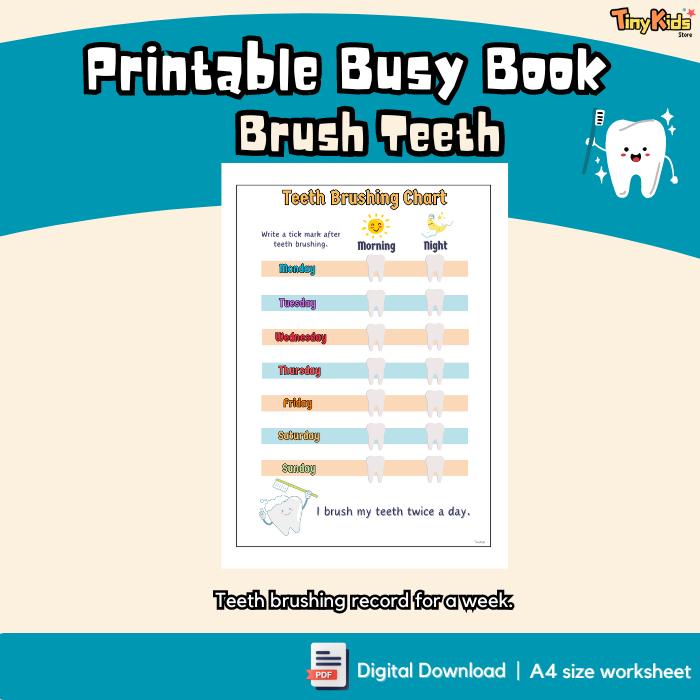 Teeth Brushing Activity for Kids Montessori Resources Toddler Dental ...