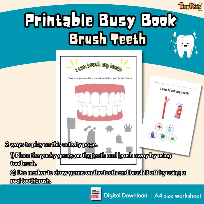 Teeth Brushing Activity for Kids Montessori Resources Toddler Dental ...