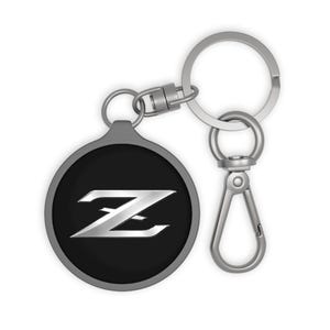 Nissan Z Logo Round Keyring | Black & Silver Z Emblem | 300ZX 350Z 370Z Nissan Z OEM Style JDM Keychain