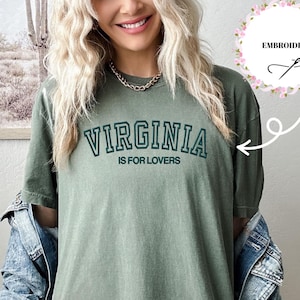 Virginia Is For Lovers Embroidered Shirt, Retro Virginia Embroidered ,Trendy Holiday Women Clothest,Gift For Student,Virginia Gift Shirt