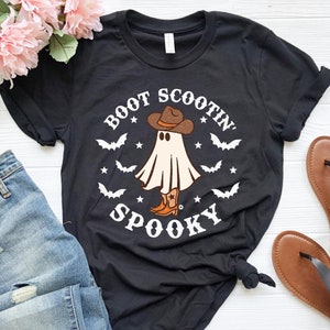 Boot Scootin Spooky Shirt, Cute Halloween Sweatshirt, Western Halloween Tshirt, Cowboy Ghost Gift, Spooky Season Gift, Spooky T-Shirt