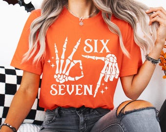 Comfort Colors® Six Seven Skeleton  Shirt, 67 Funny Viral T-Shirt, Skeleton Halloween Costume Tee, Haunted By 6 7 Shirt, Halloween Shirt