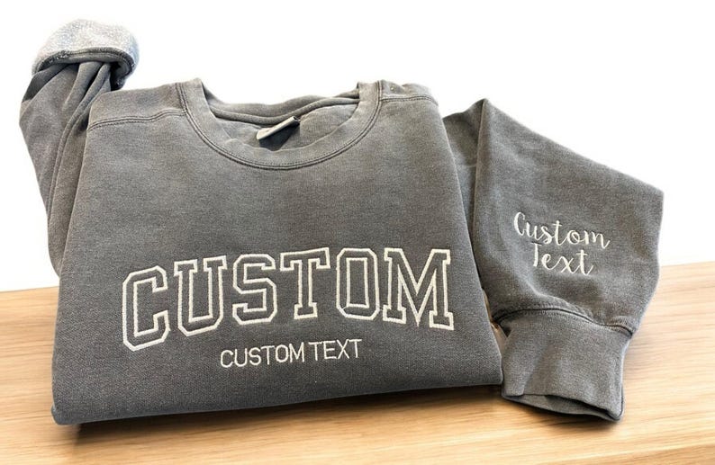 Comfort Colors Embroidered Sweatshirt, Custom Embroidery, Custom Sweatshirt, Maid Of Honor Outfit, Embroidered Crewneck, Custom Embroidered image 1