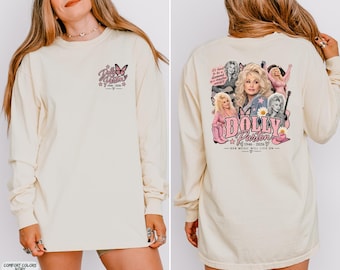 Camiseta de manga larga de Dolly Parton, camiseta vintage de música country, camiseta retro con estampado de Dolly, top de cantante de country occidental, regalo de música country