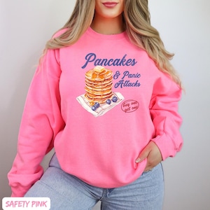 Pancakes Shirt,Vintage Diner Style Unisex T-Shirt,Comfort Colors Retro Shirt,Funny Pancakes & Panic Attacks Tee, Foodie Gift Shirt,Breakfast
