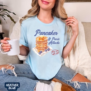 Pancakes Shirt,Vintage Diner Style Unisex T-Shirt,Comfort Colors Retro Shirt,Funny Pancakes & Panic Attacks Tee, Foodie Gift Shirt,Breakfast