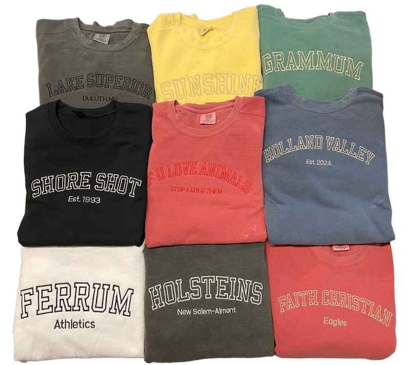 Comfort Colors Embroidered Sweatshirt, Custom Embroidery, Custom Sweatshirt, Maid Of Honor Outfit, Embroidered Crewneck, Custom Embroidered image 4
